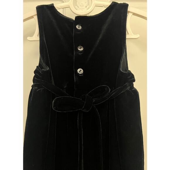 Vintage Hartstrings Baby Girl Black Velour Overalls/Romper Self Tie Size 24M - Picture 4 of 9
